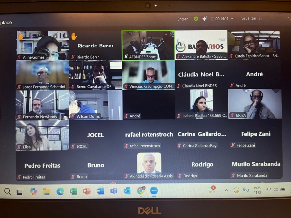 A assembleia dos funcionários do BNDES foi antecedida de uma live para debater sobre a proposta de acordo da jornada de trabalho. Votação vai até as 14h desta quinta-feira (13)