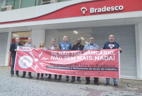 Dirigentes sindicais do Rio de Janeiro realizaram protesto em agências da Rio Branco, Presidente Vargas e Cinelândia 