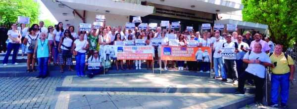  Aposentados do Itaú em protesto durante audiência pública no Ministério Público do Trabalho, no Rio. Mobilização e debate será agora na Alerj, na segunda-feira (16)