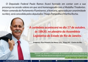 Paulo Ramos vai receber Medalha Tiradentes no dia 17 de outubro