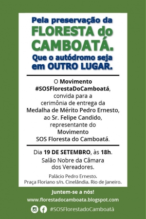Câmara homenageia Movimento SOS Floresta do Camboatá