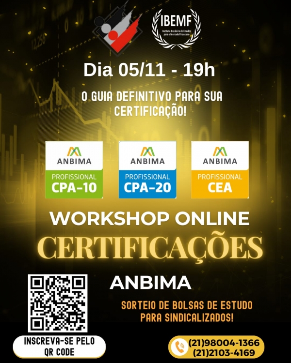 Sindicato vai sortear bolsas de estudo de curso preparatório para exames da Anbima