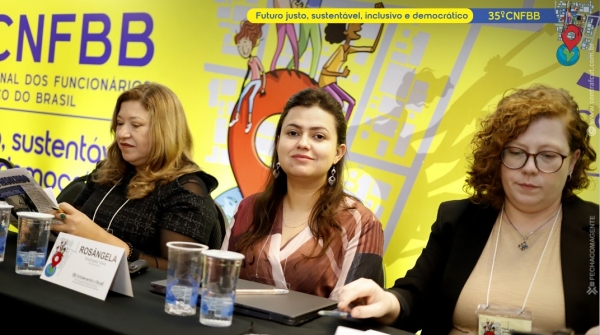 A avaliação é da economista Rosângela Vieira dos Santos (ao centro), da Rede Bancários – Dieese. Foto cedida pela Contraf-CUT. 