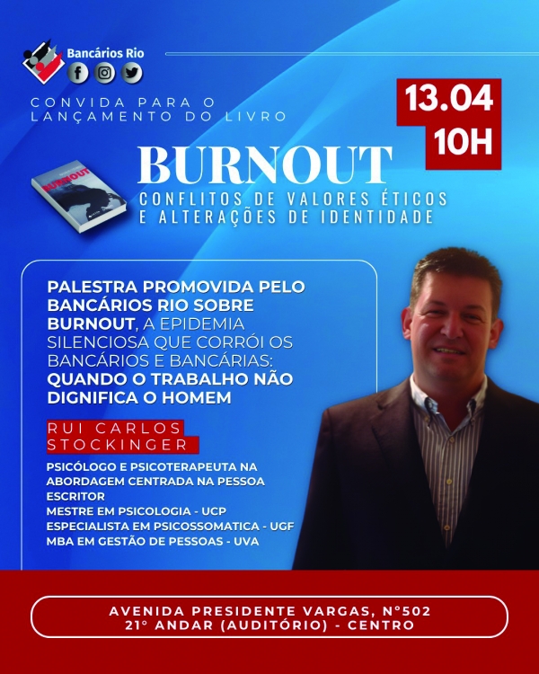 Psic&oacute;logo lan&ccedil;a livro sobre a s&iacute;ndrome  de Burnout no Sindicato, na segunda (13)