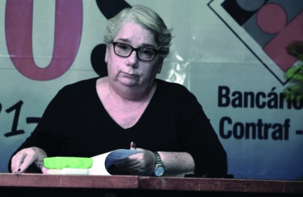 Cleyde Magno, secretária geral do Sindicato do Rio destacou a vitória histórica contra os ataques do Santander aos direitos previdenciários dos funcionários do antigo Banespa e banco Meridional